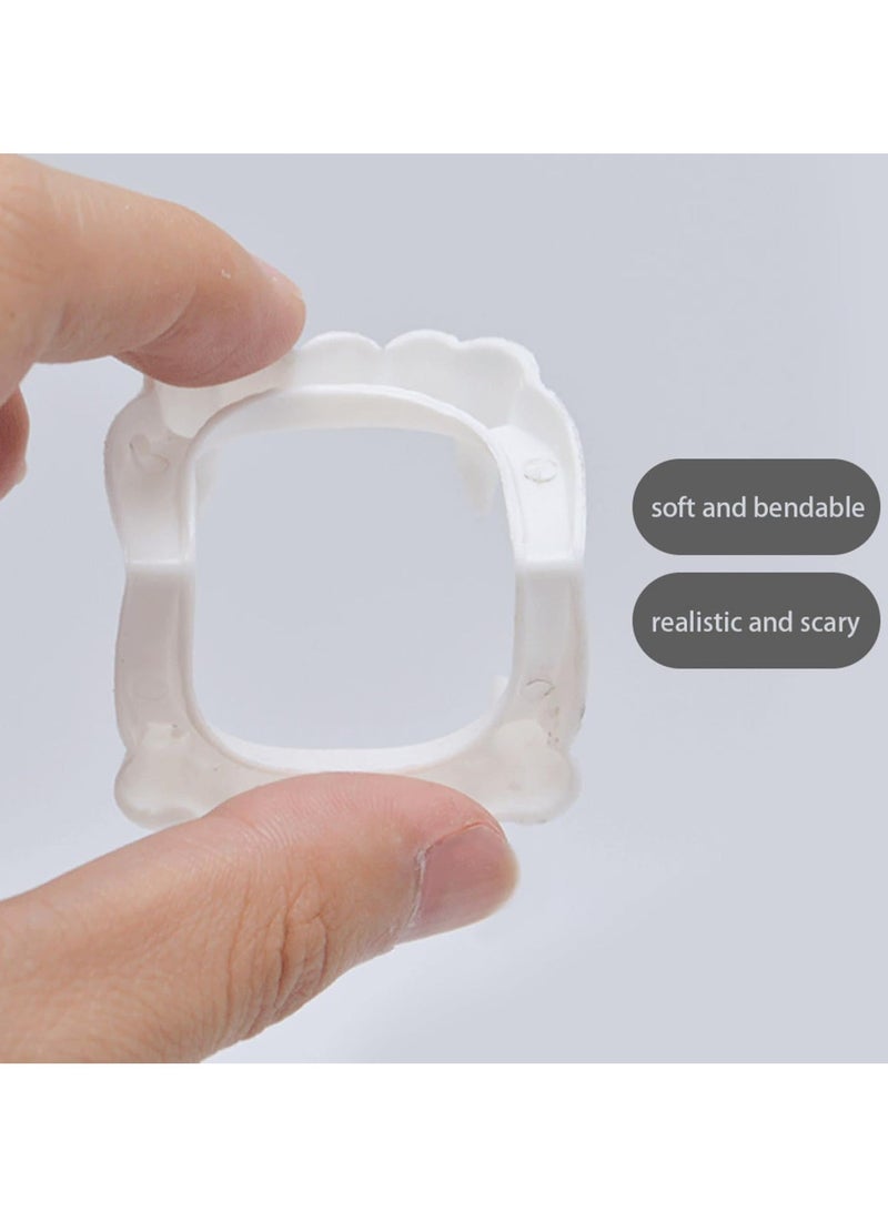 طقم أسنان دراكولا مصاص دماء الهالوين، طقم أسنان أبيض، قطعتين باللون الأبيض - Image 3