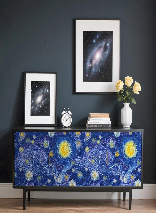 LaCheery Van Gogh Starry Night Wallpaper Peel and Stick Boho Blue Abstract Star Wallpaper for Bedroom Western Impressionist Oil Painting Art Wall Paper Removable Contact Paper for Walls Roll 17.5"x80" - Image 3