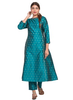 Women Dark Cyan Blue Kurta Pant Set Summer Suit Solid Colour Flared Kurti with Pant Casual Kurta Set for Girls Art Silk (Taffeta Booty) Size XL - pzsku/Z4F86DC3D5C3B74D3BA24Z/45/_/1717392899/23ecc8a3-8019-4a66-bf73-110a2ab1634c