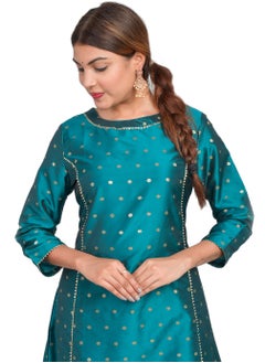 Women Dark Cyan Blue Kurta Pant Set Summer Suit Solid Colour Flared Kurti with Pant Casual Kurta Set for Girls Art Silk (Taffeta Booty) Size XL - pzsku/Z4F86DC3D5C3B74D3BA24Z/45/_/1717392899/79f15d0c-4b89-42a9-9c04-564eebb23e86