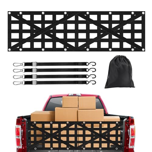Xishuihe Heavy Duty Tailgate Net for Truck Bed, Cargo Net with 4 Adjustable Buckle Straps, Durable Nylon Tailgate net Compatible with Jeep, Pickup, Truck, Boat, SUV, 59" x 18" - Image 1