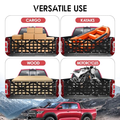 Xishuihe Heavy Duty Tailgate Net for Truck Bed, Cargo Net with 4 Adjustable Buckle Straps, Durable Nylon Tailgate net Compatible with Jeep, Pickup, Truck, Boat, SUV, 59" x 18" - Image 5