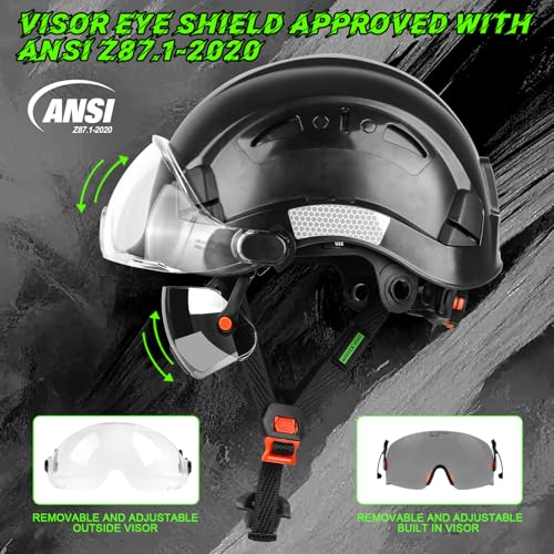 GREEN DEVIL Safety Hard Hat with Tinted & Clear Visor Vented Construction Helmet Cascos de Construccion ABS Work hardhats for Men - Image 3