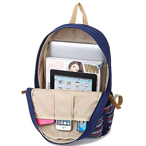 mygreen Kawaii Girls Backpack for School - Lightweight Canvas Backpack for Teens Ages 8-12, Fits 15 Inch Laptop, Cute Boho Floral Design, Durable & Comfortable Black - Image 5