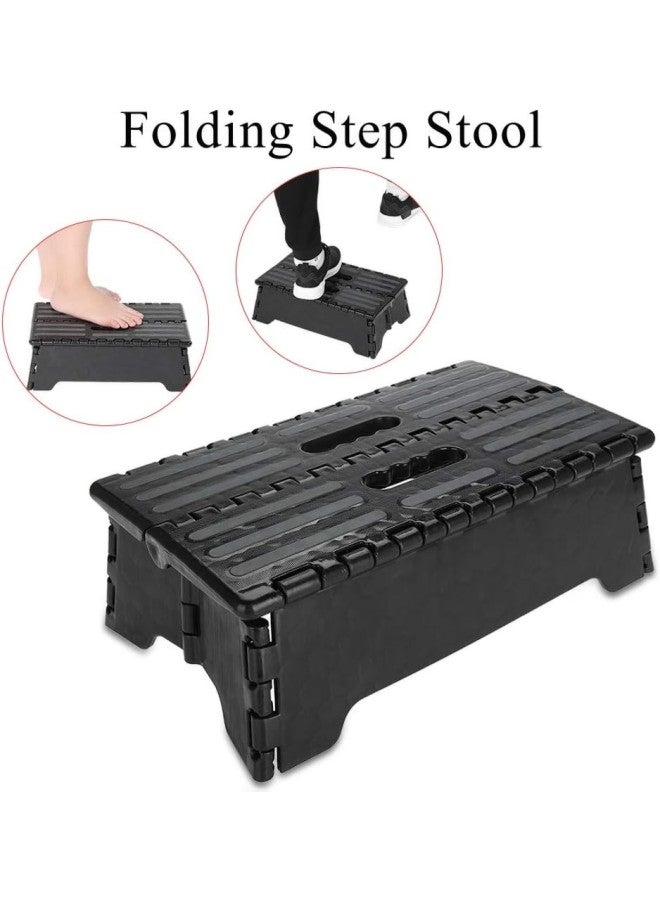 klarako Folding Step Folding Sepping Stool (Black) Ladder for Bathroom Travel Use Elderly Pregnant