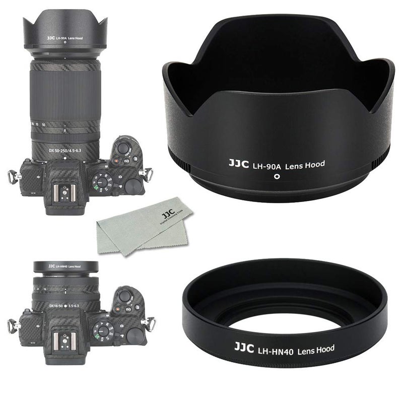 JJC (1+1) Screw on + Bayonet Lens Hood Shade for Nikon Z30 Z50 Z fc Dual Lens Kit (Nikkor Z DX 16-50mm & 50-250mm) Replaces HN-40 and HB-90A Lens Hood - Image 1