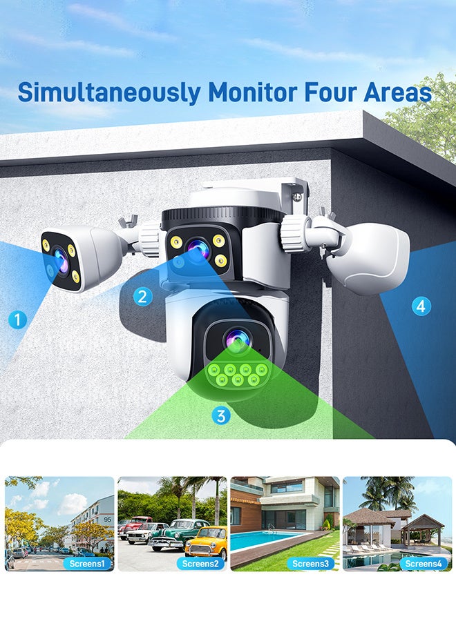 DIFANG 10K 20MP Four Screen Outdoor WiFi Cam PTZ 5X Zoom Night Vision Four Lens 10K Wireless CCTV Surveillance Cam Security Protection (inlcuded 64G Card) - Image 5