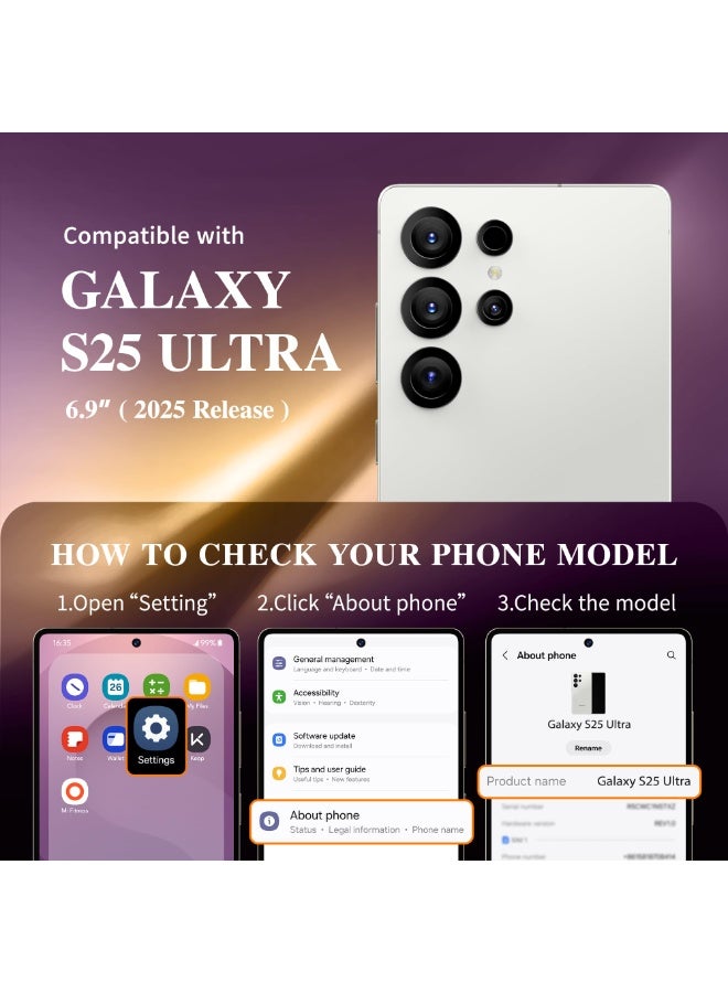 GVIEWIN 360° Rotating Magnetic Holder for Samsung Galaxy S25 Ultra Case [Compatible with Magsafe][Camera Cover Holder and Ring Holder] Marble Anti-Drop Protection Phone Case S25 Ultra 6.9 Inch (Purple) - Image 2