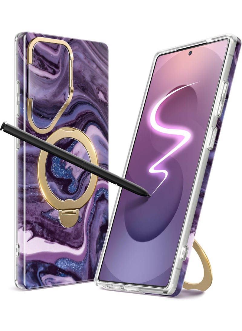GVIEWIN 360° Rotating Magnetic Holder for Samsung Galaxy S25 Ultra Case [Compatible with Magsafe][Camera Cover Holder and Ring Holder] Marble Anti-Drop Protection Phone Case S25 Ultra 6.9 Inch (Purple) - Image 1