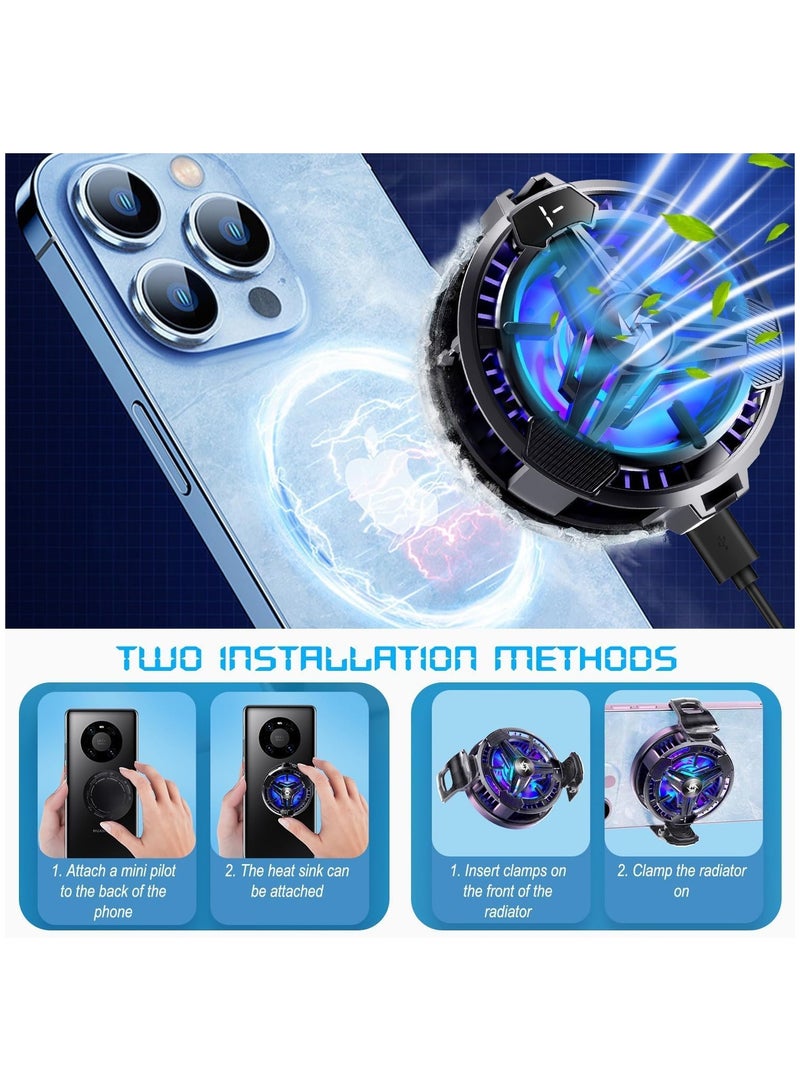 general Phone Cooler, Phone Cooling Fan for Gaming, 2 Modes, Adsorption Design, Semiconductor Phone Cooler with RGB Light,Mini Phone Cooler for Mobile Phone Tablet PC - Image 5