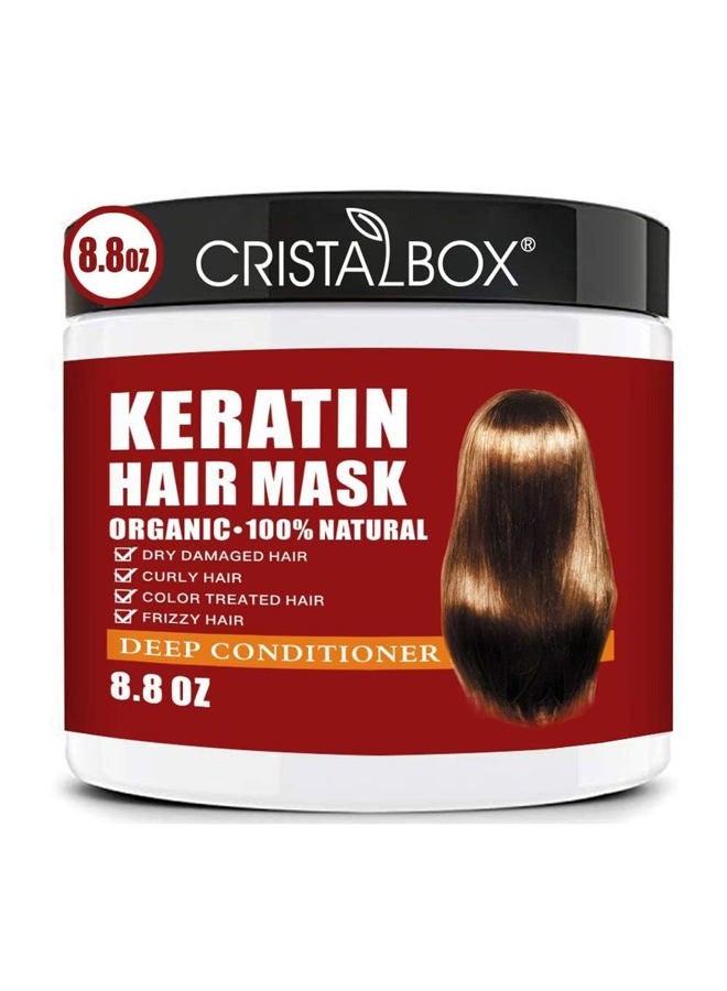 Cristalbox قناع الشعر بالكيراتين، علاج الشعر بالكيراتين 250 جرام لقناع الشعر للشعر الجاف التالف، قناع علاج عميق للشعر، علاج إصلاح جذور الشعر التالفة، مرطب طبيعي عميق للعناية بالشعر، هدايا للعناية بالشعر - Image 1