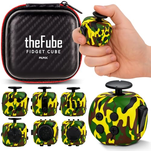 PILPOC theFube Fidget Cube 6Sided Stress Relief Infinity Cube for Adults Kids Boosts Concentration Mindfulness Aid Silent Audible Modes Includes Carry Case for Portability Forest Shadow - Image 1