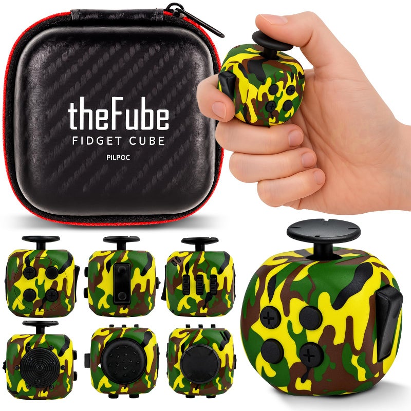 PILPOC theFube Fidget Cube 6Sided Stress Relief Infinity Cube for Adults Kids Boosts Concentration Mindfulness Aid Silent Audible Modes Includes Carry Case for Portability Forest Shadow - Image 2