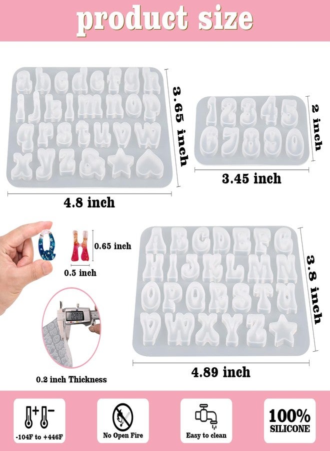 Actvty Mini Alphabet Resin Molds - 3Pcs Letter Molds for Epoxy Casting Small Number Alphabet Silicone Mold for DIY Earring Necklace Pendant Jewelry Resin Crafts Decor - Image 2