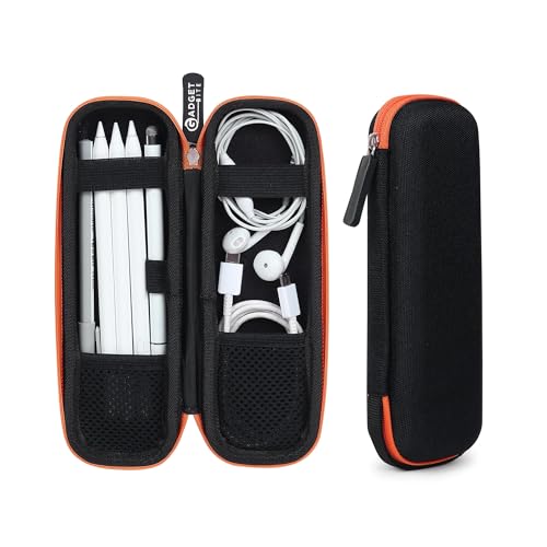 GadgetBite Black Hard Pencil Case EVA Hard Shell Pen Case Holder for Executive Fountain Pen and Stylus Touch Pen (Small)-Orange - Image 1