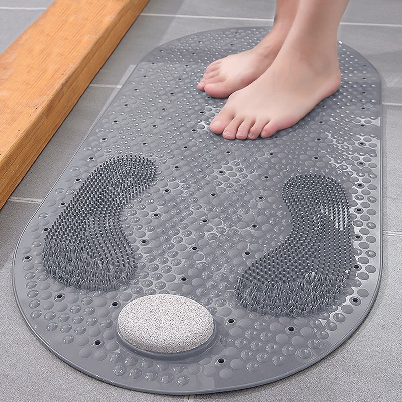Shower Mat Foot Scrubber Nonslip Bath Mat for Tub with Suction Cups Shower Floor Bath Tub Mat with Feet Scrub Stone 32 X 16 inch
