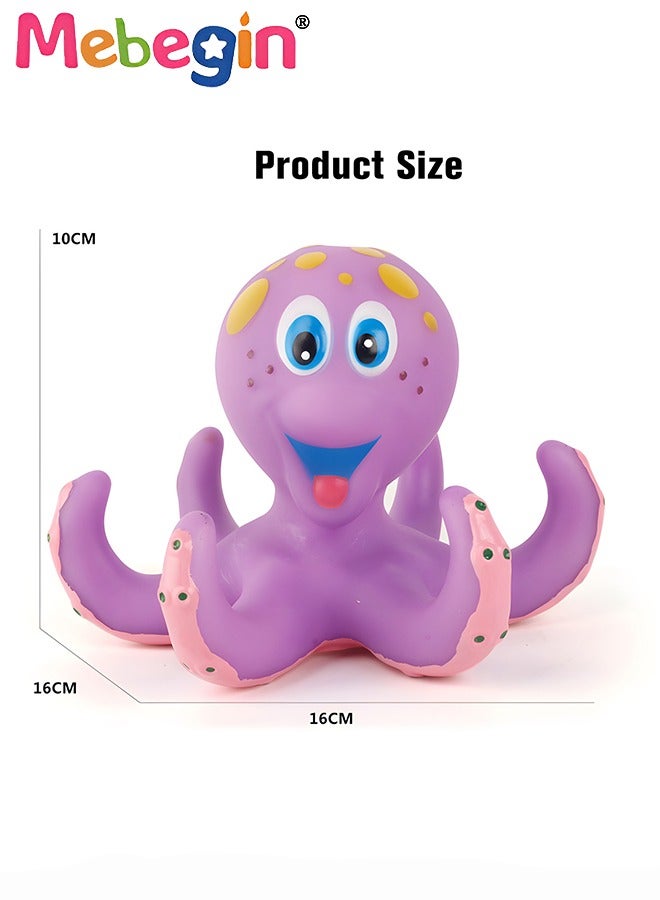 ميبيجين لعبة استحمام تفاعلية، لعبة استحمام أخطبوط أرجواني عائم مع 5 حلقات حيوية بحرية، لعبة استحمام آمنة ممتعة للأطفال، ألعاب مائية تعليمية للأطفال، في حوض الاستحمام أو حوض التجديف، رفيق استحمام لطيف للأطفال - Image 4