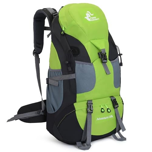 Bseash 50L Hiking Backpack, Water Resistant Lightweight Outdoor Sport Daypack Travel Bag for Camping Climbing Skiing Cycling (Green - No Shoe Compartment) - Image 1