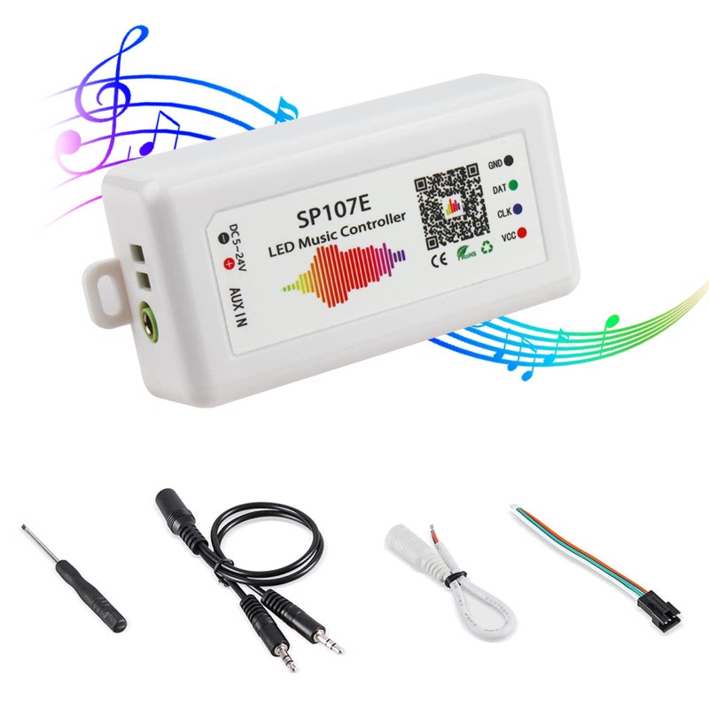 RGBZONE Bluetooth LED Controller DC 524V SP107E LED Light Strip Controller Support Music Sync IC Chip for WS2812b WS2811 LED Strip Matrix Panel Module