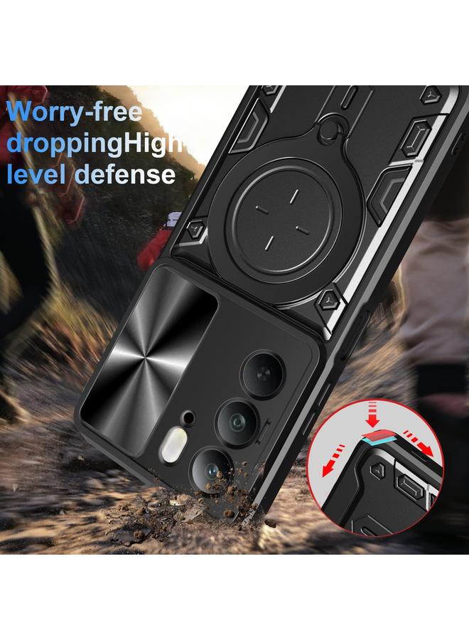 اس-توب جراب لهاتف Realme C75 4G / 14x 5G Global CD Texture Sliding Camshield حامل مغناطيسي جراب هاتف - Image 4