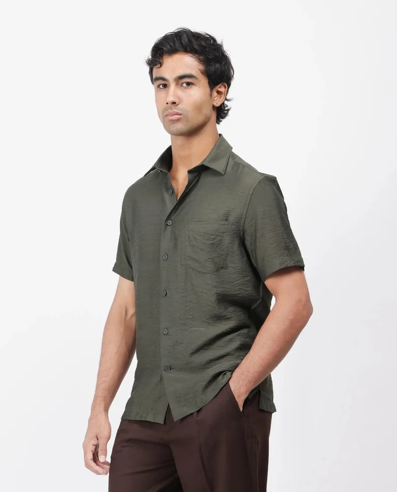 Rare Rabbit Men's Regular Fit Solid Shirt With Pocket