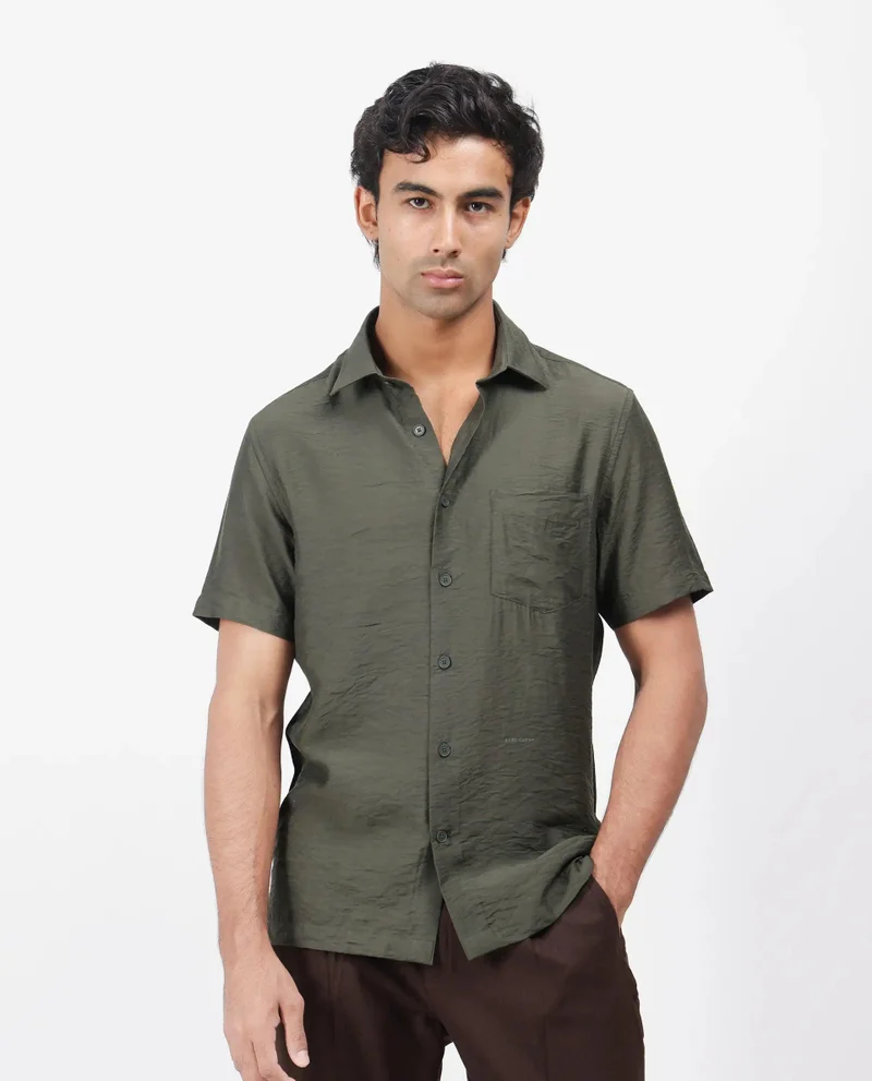 Rare Rabbit Men's Regular Fit Solid Shirt With Pocket