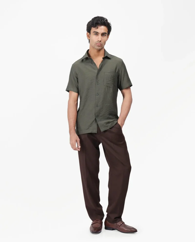 Rare Rabbit Men's Regular Fit Solid Shirt With Pocket