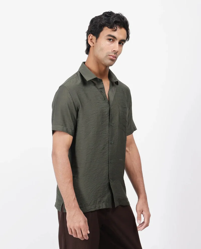 Rare Rabbit Men's Regular Fit Solid Shirt With Pocket