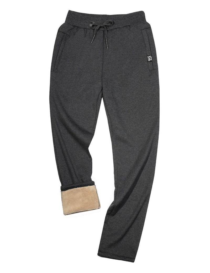 Gihuo Men's Sherpa Lined Athletic Sweatpants Winter Warm Track Pants Straight Leg Athletic Pants (02 Dark Grey, Large) - Image 1