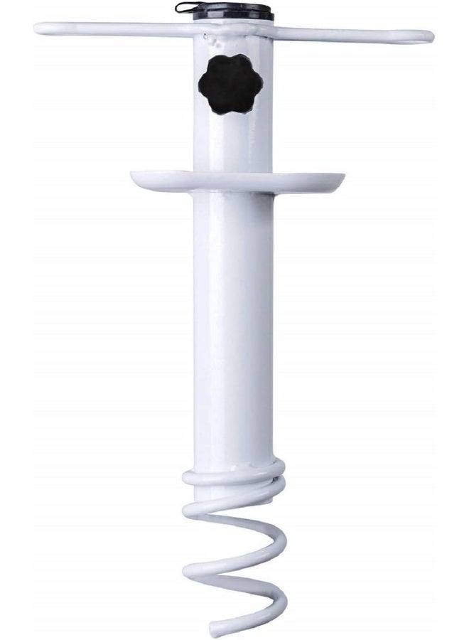 Generic Ammsun Beach Umbrella Sand Anchor, Metal Heavy Duty Outdoor Umbrella Base with Ground Anchor Screw Auger with Carry Bag Universal  One Size Fits All for Sun Protection, Shade, Strong Winds White  - Image 1