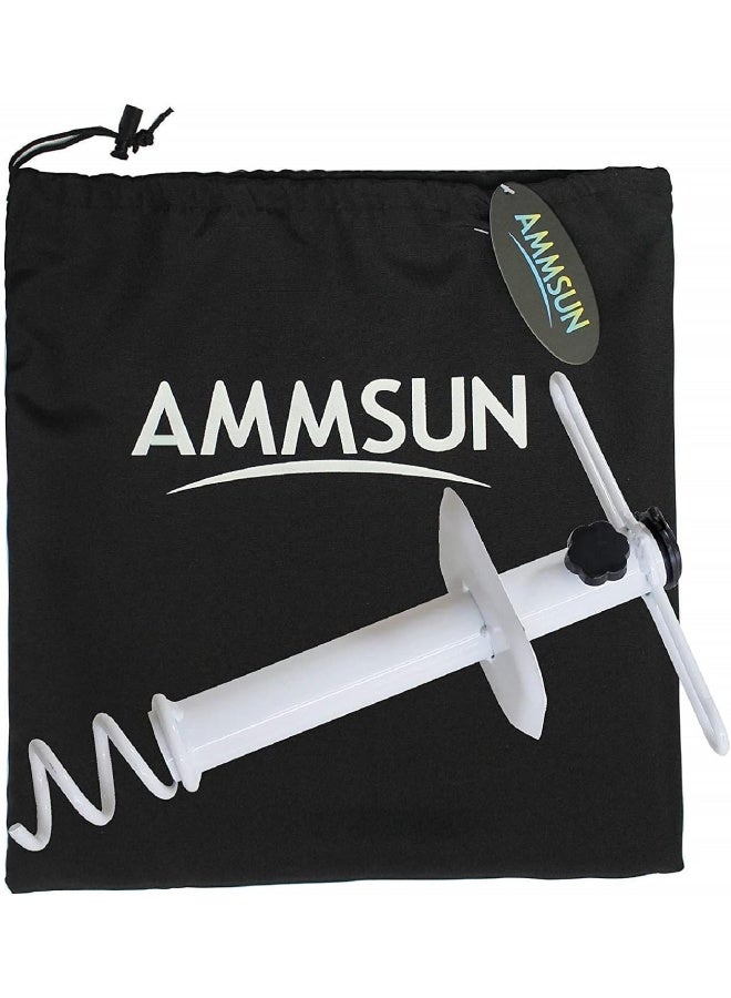 Generic Ammsun Beach Umbrella Sand Anchor, Metal Heavy Duty Outdoor Umbrella Base with Ground Anchor Screw Auger with Carry Bag Universal  One Size Fits All for Sun Protection, Shade, Strong Winds White  - Image 2
