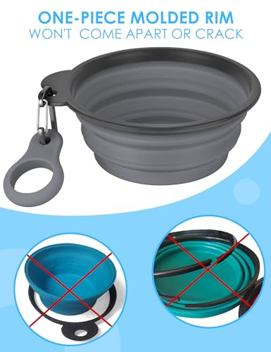 Aonkey Collapsible Dog Bowls with Bottle Carrier, 2 Pack Travel Dog Water Bowl Upgraded Carabiner, One-Piece Molded Rim No Fall Off or Crack, Foldable Silicone Portable for Pets Walking Hiking 15oz - Image 3
