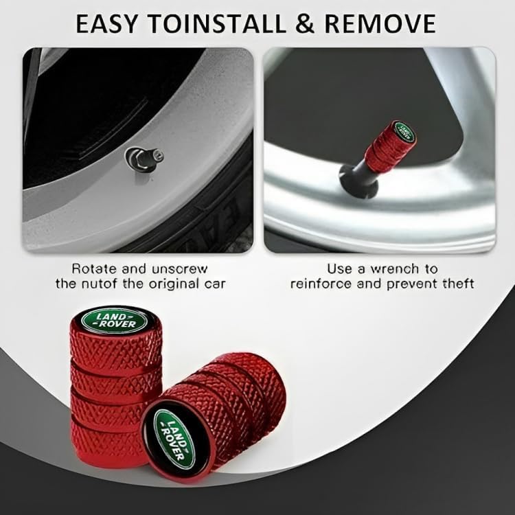 Greenworld Premium Red Metal Car Tyre Valve Cap Air Cap Car Tyre Valve Stem Cap Air Covers with Logo (HYUAND-AI) - Image 3