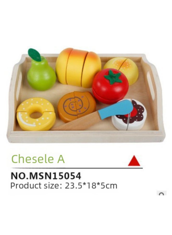 Young Music Than Wooden Early Education Play House Toys Simulation Fruit Cut To See The Game Vegetables Cut To Play Wholesale-Color:Wooden Box Snack Group - Image 5