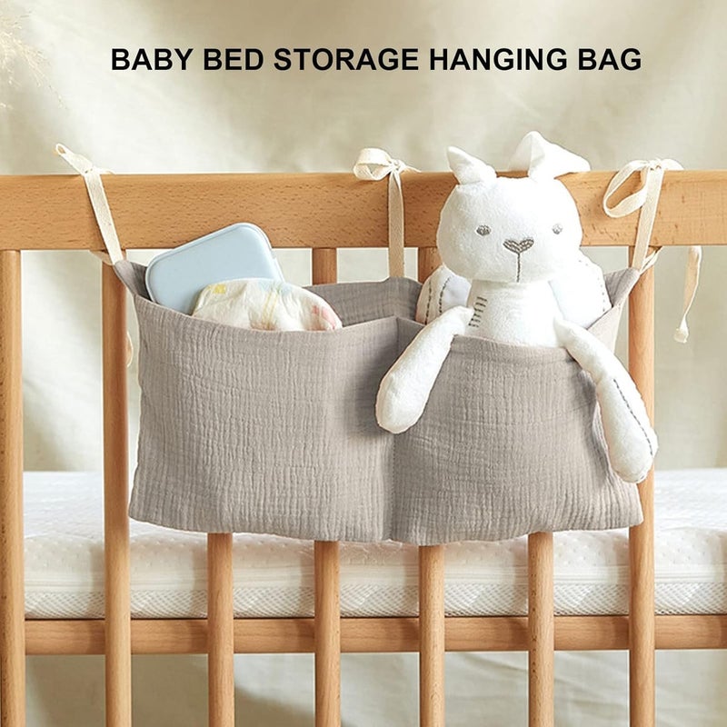 Baby Diaper Caddy Organizer, Bedside Hanging Storage Bag With 2 Pockets, Multi-Functional Stacker for Crib, Nursery Organizer and Accessories - Image 4