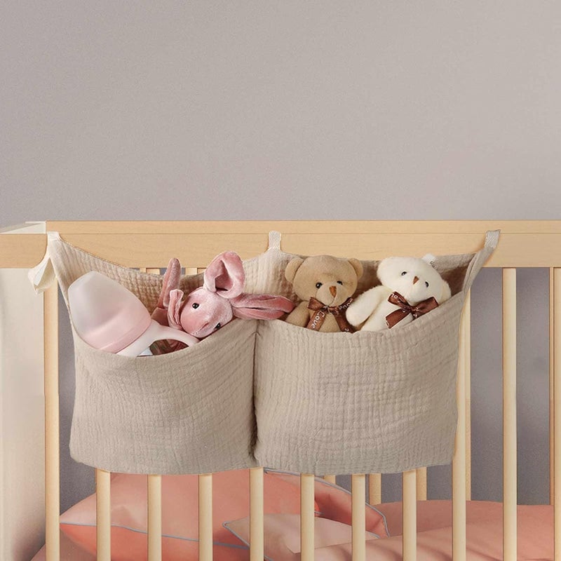 Baby Diaper Caddy Organizer, Bedside Hanging Storage Bag With 2 Pockets, Multi-Functional Stacker for Crib, Nursery Organizer and Accessories - Image 1