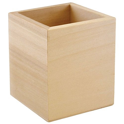Multicraft Imports Wood Craft: Natural Pen/Pencil Tub Square WS300C - Image 1