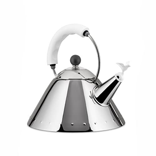Alessi 9093 W - Design Kettle with Handle and Bird-Shaped Whistle, Stainless Steel and PA, White - Image 2