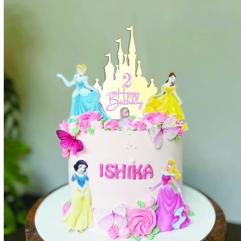 DiDida Castle Cake Topper with Happy Birthday Sign Personalize Age Number for Princess Castle Theme Birthday Party - Image 4