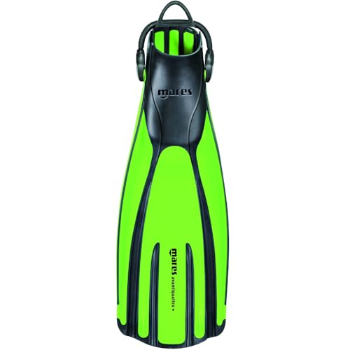 Mares Unisex Adults Avanti Quattro + Diving Fins - Durable Efficient Versatile Open-Heel Scuba Fins with Four-Channel Design & Bungee Strap, Lime, Small - Image 1