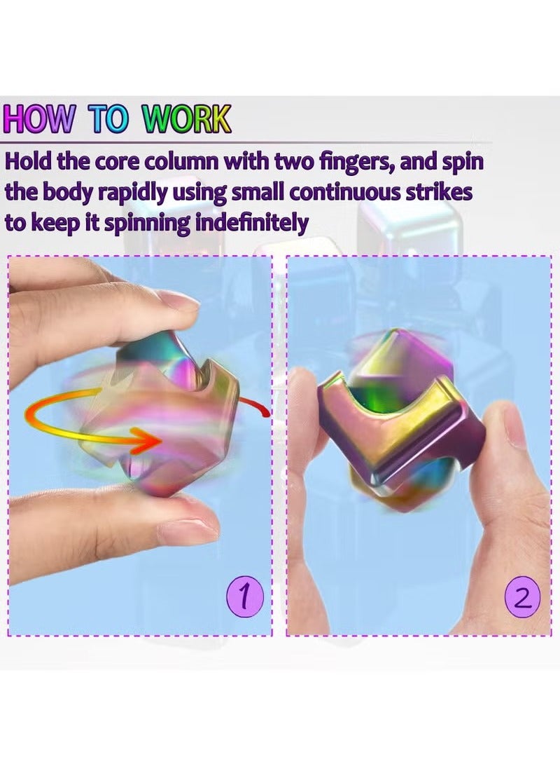 Fidget Spinner Toys Cube, Metal Edc Cool Desk Gadgets Office Toys, Small Anxiety Figette Sensory Toy, Fingears Figet Stress Gift for Kids and Adults - Image 3