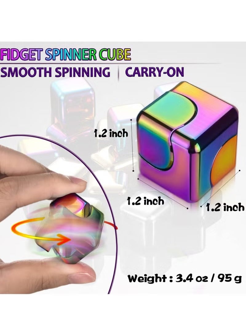 Fidget Spinner Toys Cube, Metal Edc Cool Desk Gadgets Office Toys, Small Anxiety Figette Sensory Toy, Fingears Figet Stress Gift for Kids and Adults - Image 2