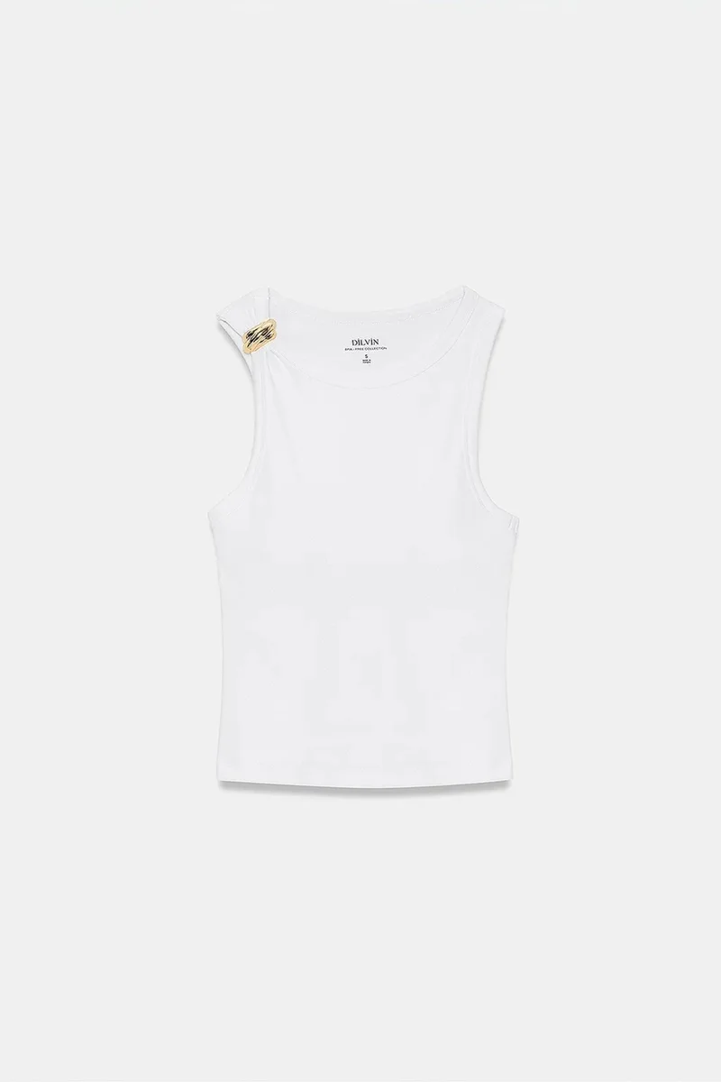 Dilvin White DILVIN Sleeveless Slim-fit Cami Blouse for Women | Best Price UAE