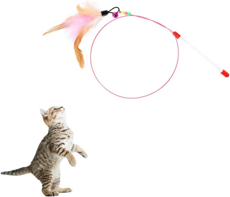 NeoStyle Cat Teaser, Interactive Cat Toys to Promote Bonding, Interactive Cat Toys with Feathers and Bells to Attract Cats' Attention, Interactive Cat Toys for Indoor Cats (steel wire feathers) - Image 1