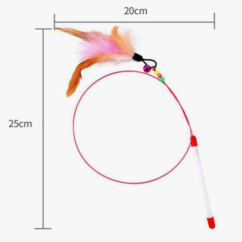 NeoStyle Cat Teaser, Interactive Cat Toys to Promote Bonding, Interactive Cat Toys with Feathers and Bells to Attract Cats' Attention, Interactive Cat Toys for Indoor Cats (steel wire feathers) - Image 2