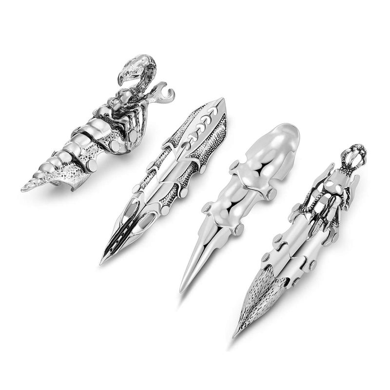 Jovivi Men's Jewelry Double Loop Activity Ring Armor Shape Punk Style Ring,4pcs - Image 1