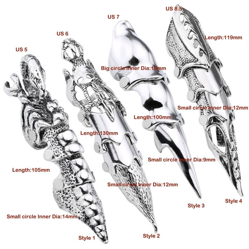 Jovivi Men's Jewelry Double Loop Activity Ring Armor Shape Punk Style Ring,4pcs - Image 5