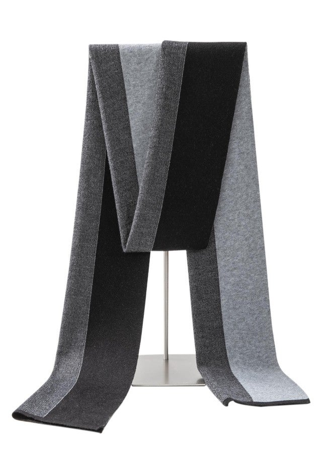 Lallier Men's Merino Wool Scarf, Long Winter Neckwear with Gift Box (Gray Stripe) - Image 1