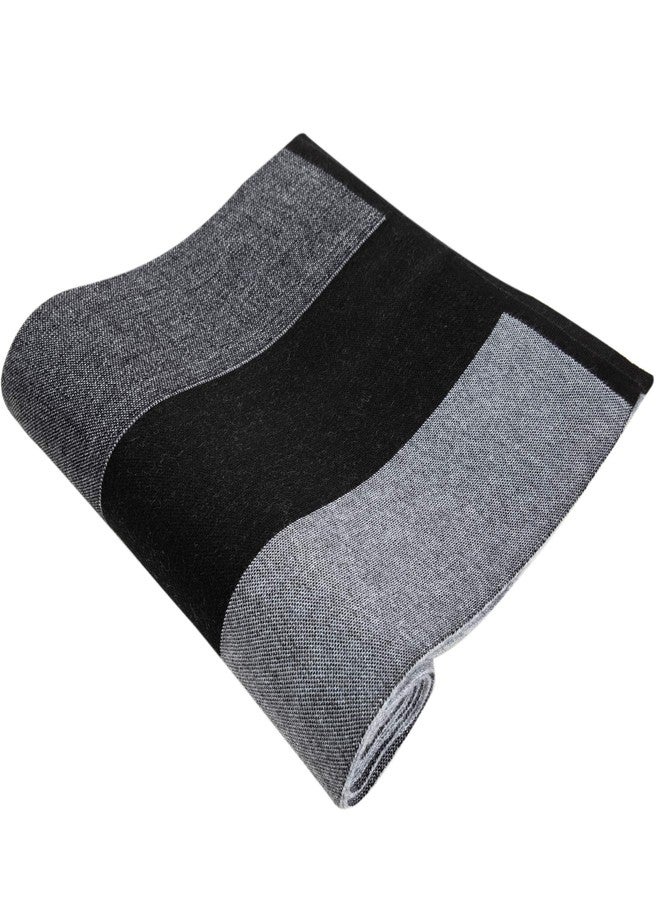 Lallier Men's Merino Wool Scarf, Long Winter Neckwear with Gift Box (Gray Stripe) - Image 5