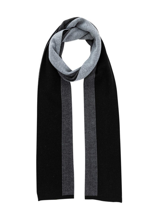 Lallier Men's Merino Wool Scarf, Long Winter Neckwear with Gift Box (Gray Stripe) - Image 3